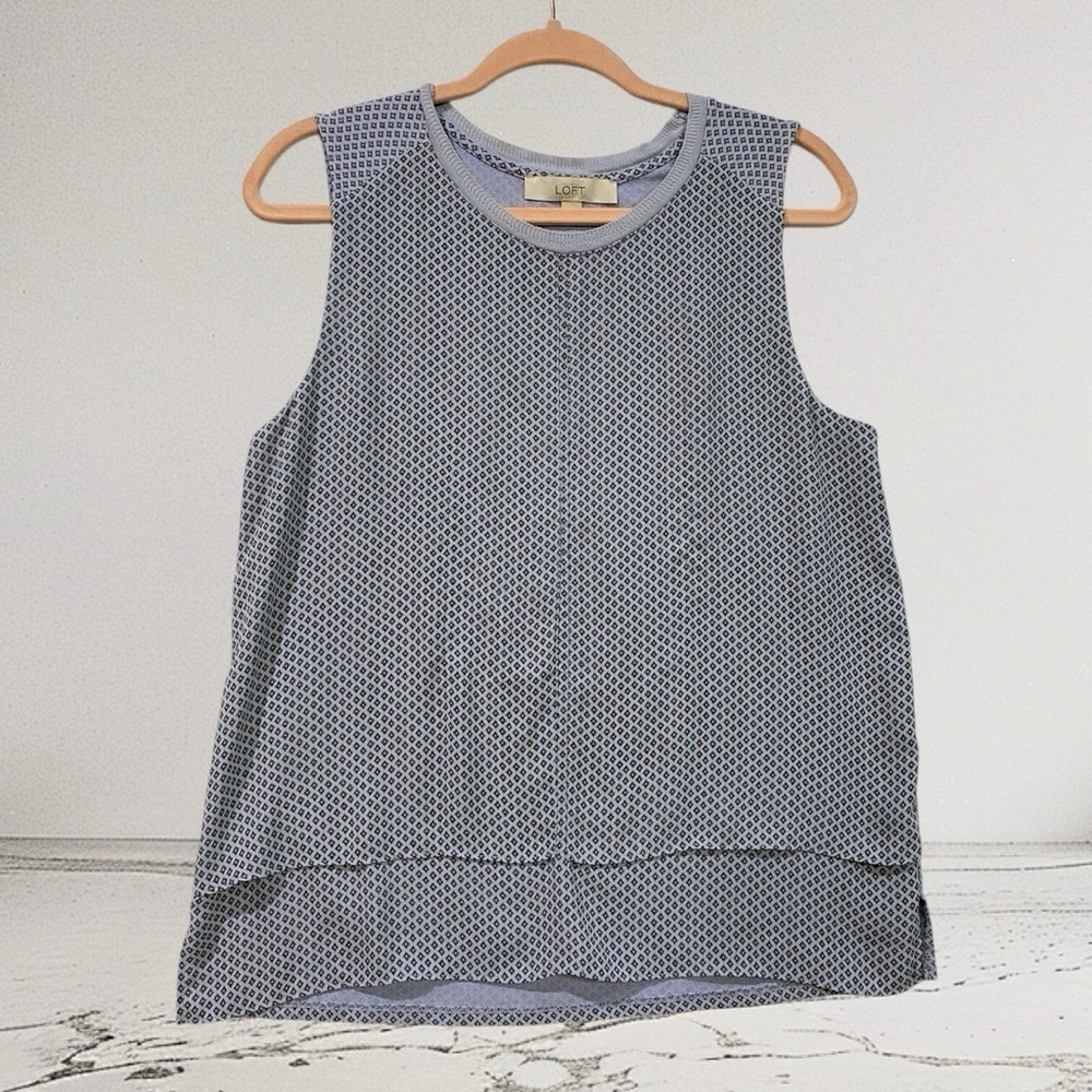 LOFT Blue Sleeveless Blouse XS | Classic Workwear Top